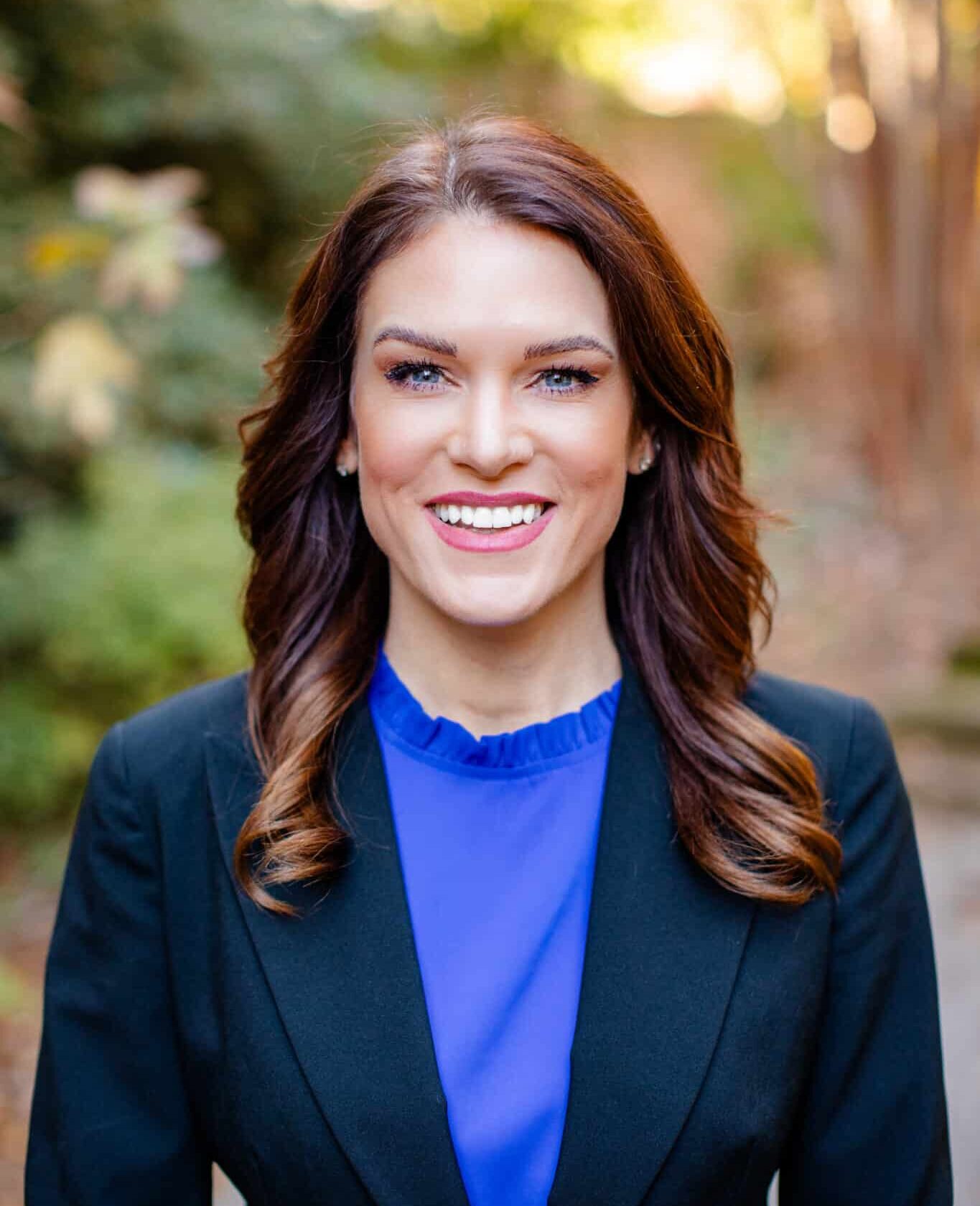 a woman wearing a blue shirt